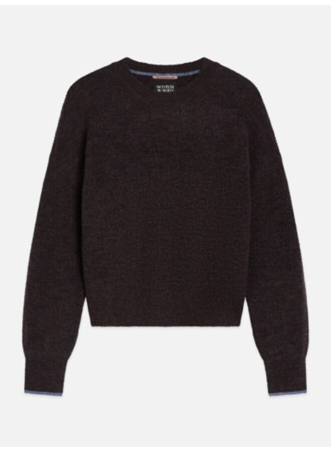 Fuzzy crew-neck pullover