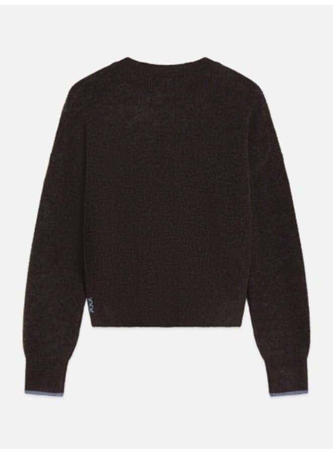 Fuzzy crew-neck pullover