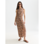 Printed textured midi dress