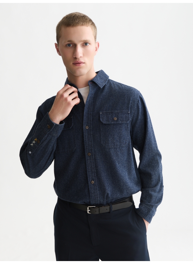 Denim Flannel Relaxedf-Fit Overshirt