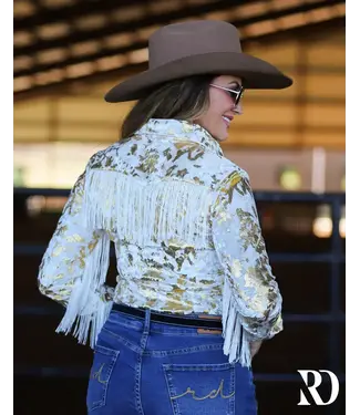 Gold Gilded Velvet with Fringe Performance Shirt