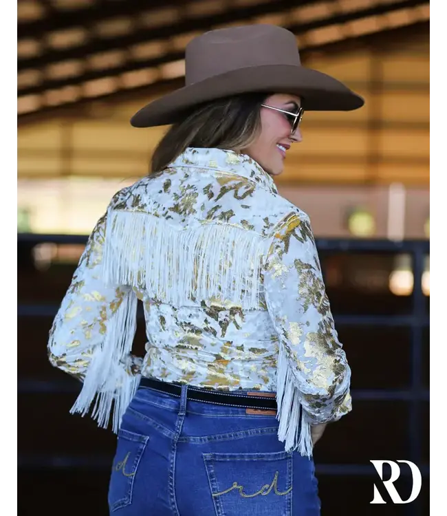 Gold Gilded Velvet with Fringe Performance Shirt