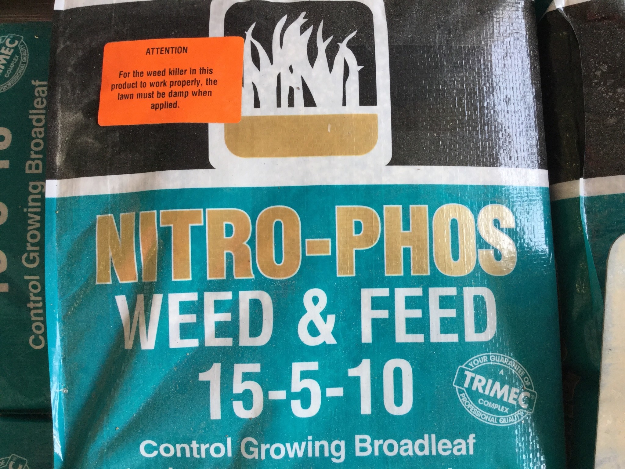 NITRO PHOS, 'WEED N FEED W/TRIMEC 15-5-10' 40LBS 10,000 SF