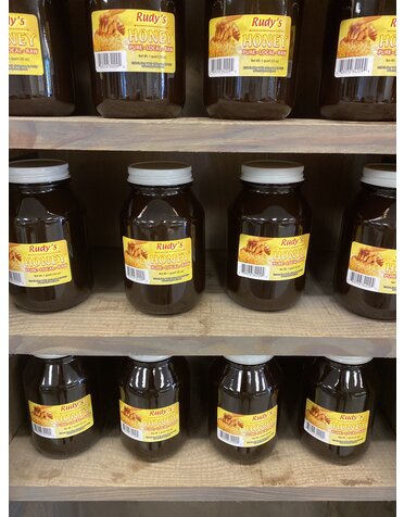 RUDY'S HONEY, 1 QT. GLASS JAR