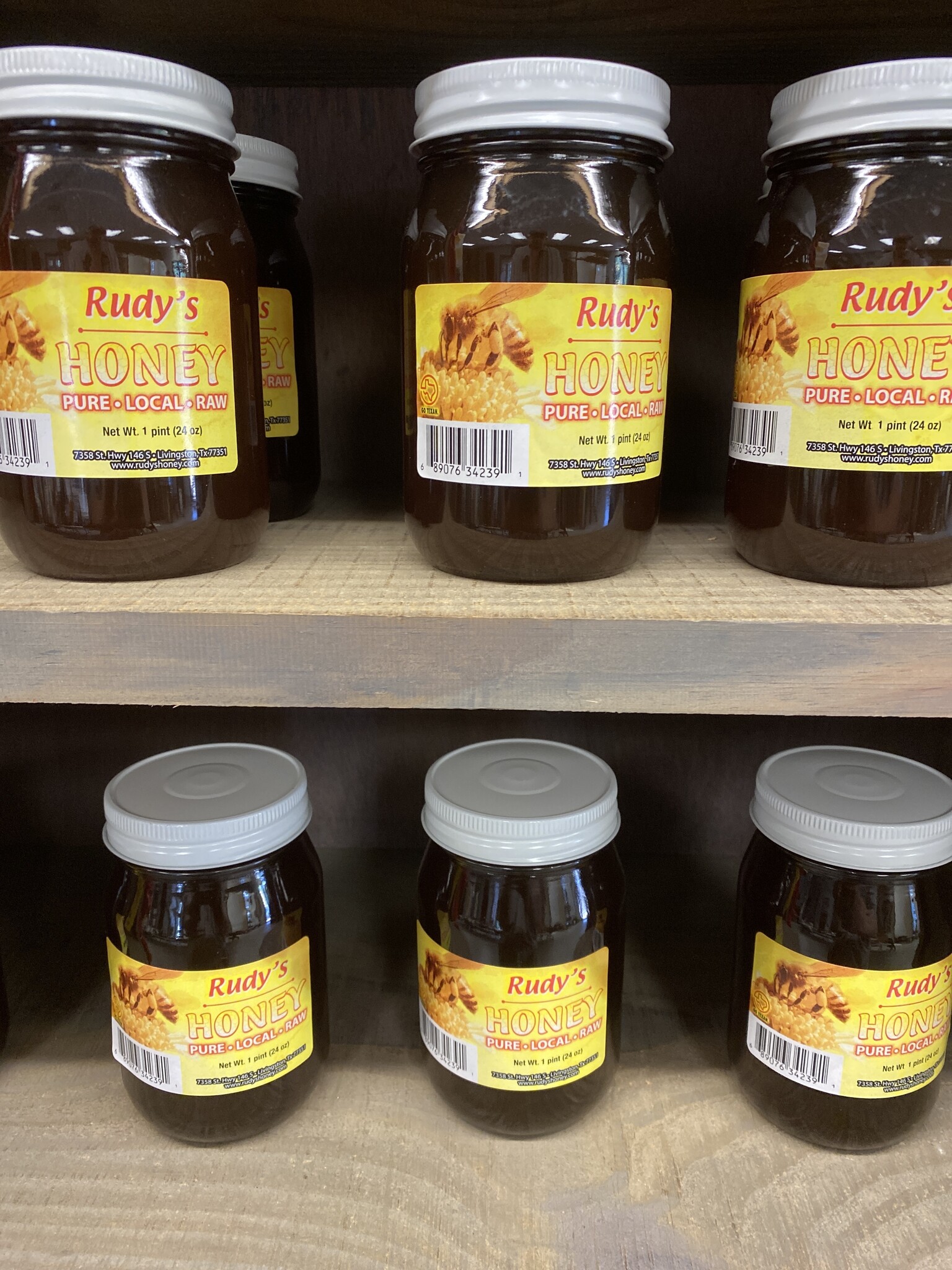 RUDY'S HONEY, 1 PT. GLASS JAR