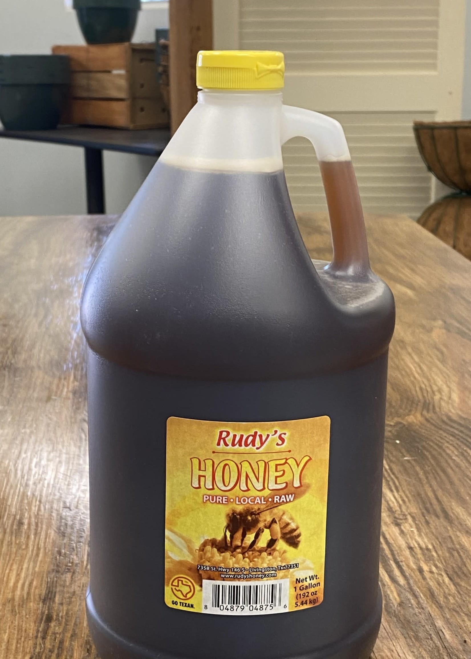 RUDY'S LOCAL HONEY, 1 GALLON PLASTIC JUG GROWERS OUTLET Growers