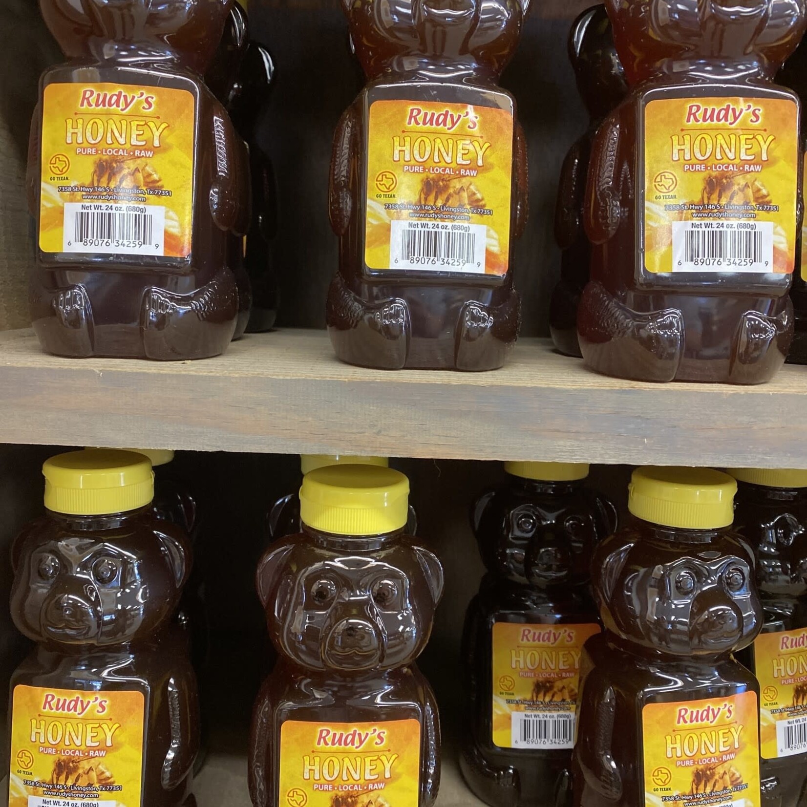 RUDY'S HONEY, 24 OZ. SQUEEZY BEAR