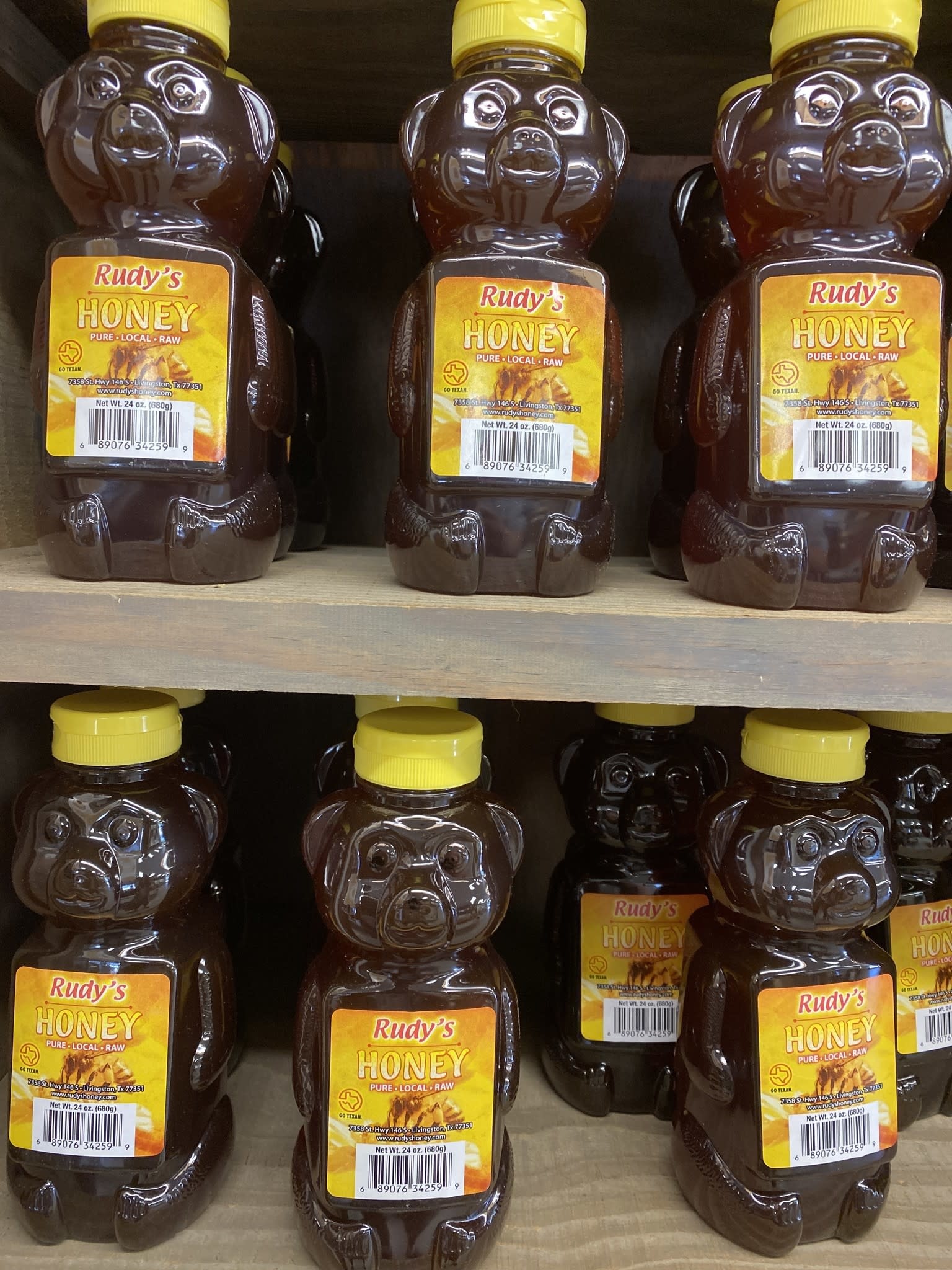 RUDY'S HONEY, 24 OZ. SQUEEZY BEAR