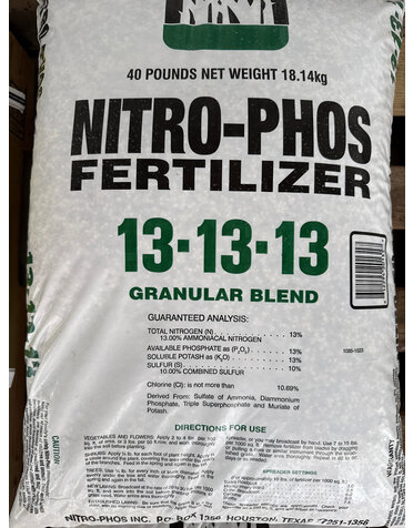 NITRO PHOS, '13-13-13 FERTILIZER' 40LBS