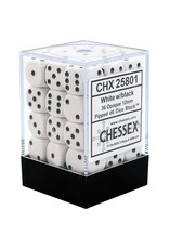 Chessex (CHX) Opaque White w Black 12mm D6 Set (36)