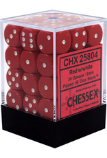 Chessex (CHX) Opaque Red w White 12mm d6 set (36)