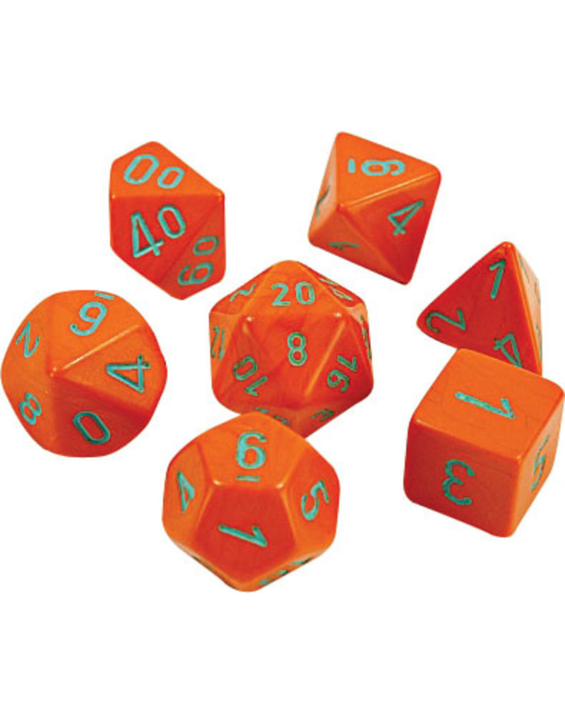 Chessex (CHX) Lab Dice 4 - Heavy Orange w Turquoise RPG Set (8)