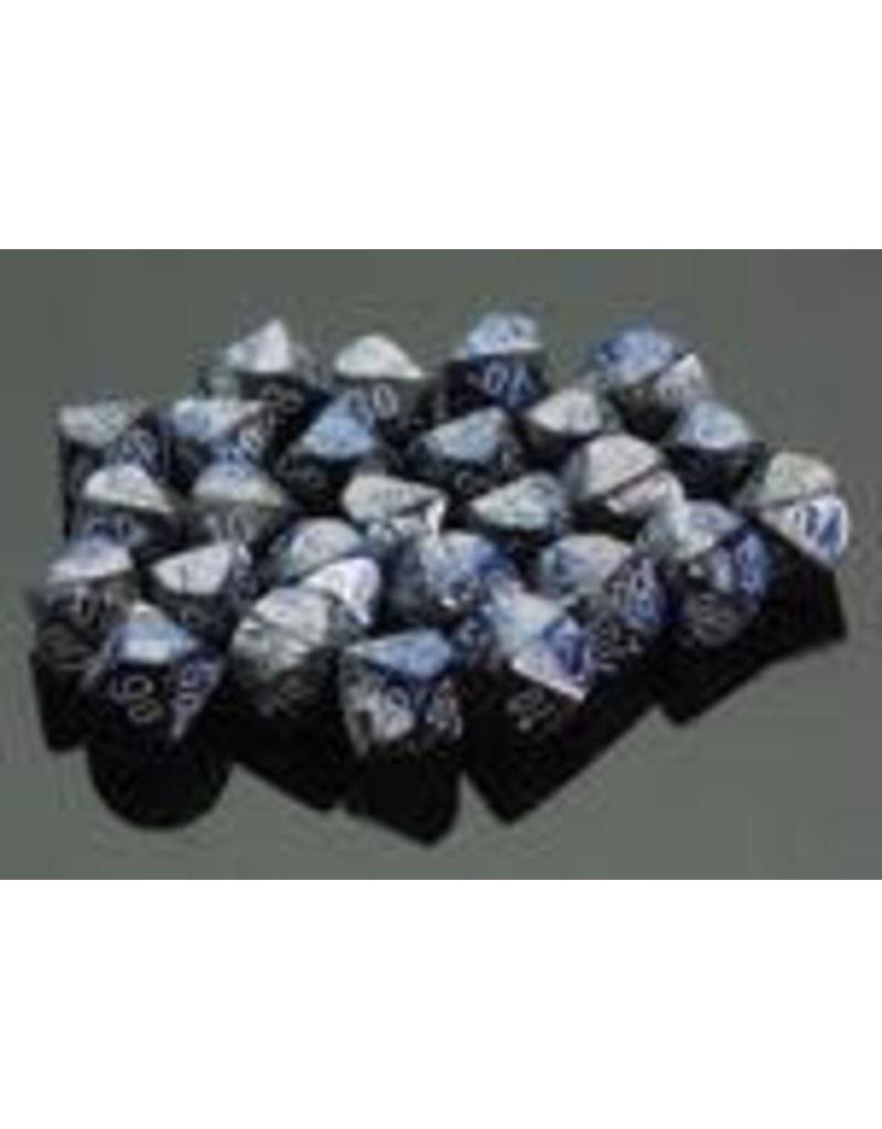 Chessex (CHX) Gemini Blue & Silver w White 12mm d6 Set (36)