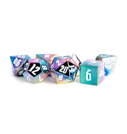 FanRoll by Metallic Dice Games (MDG) Rainbow Aegis Aluminum-Plated Acrylic RPG Set w White (7)