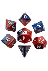 FanRoll by Metallic Dice Games (MDG) Mini Red Blue w White RPG Set (7)