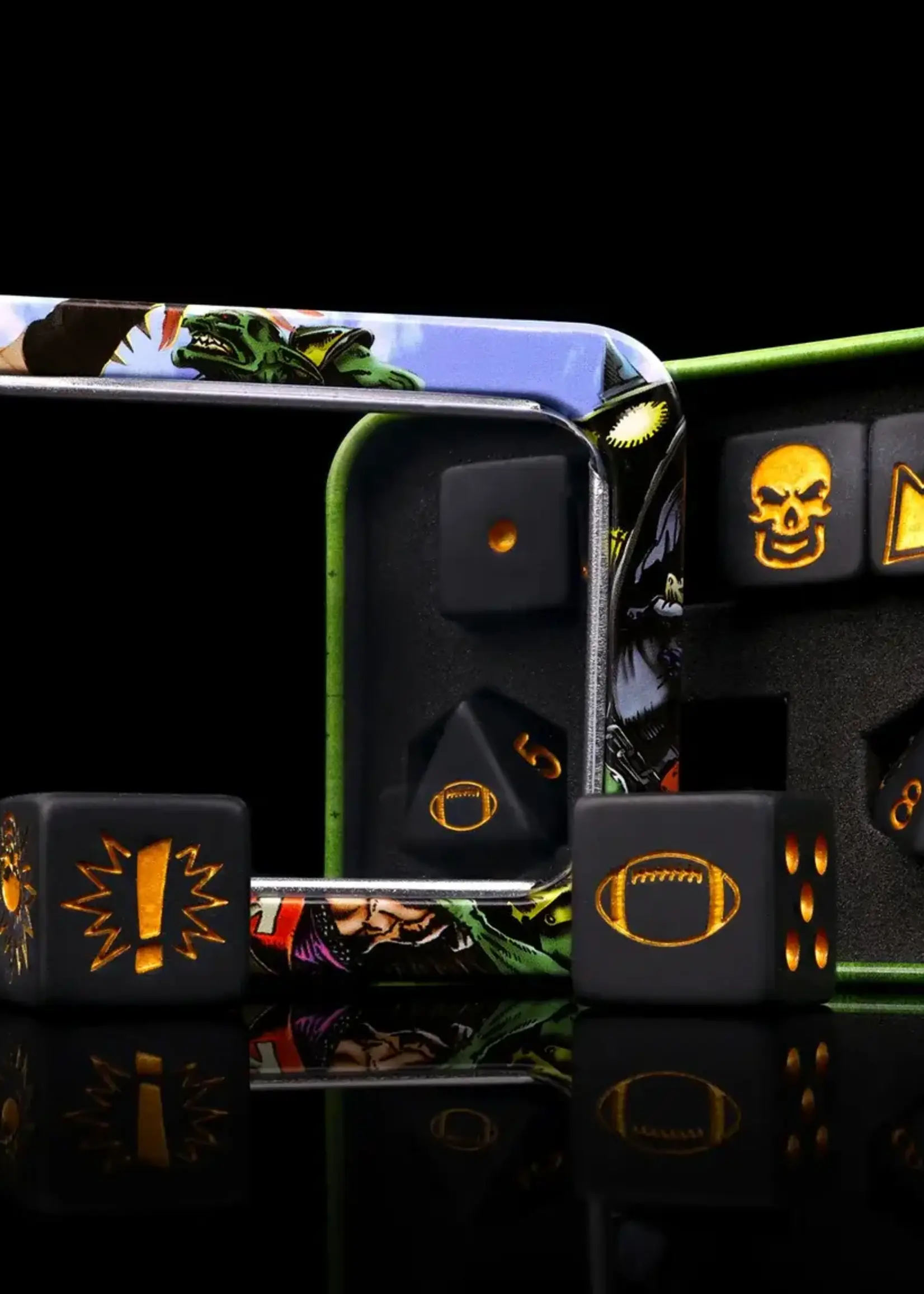 Baron of Dice Matte Black - Bloody Football Dice(Set of 7)