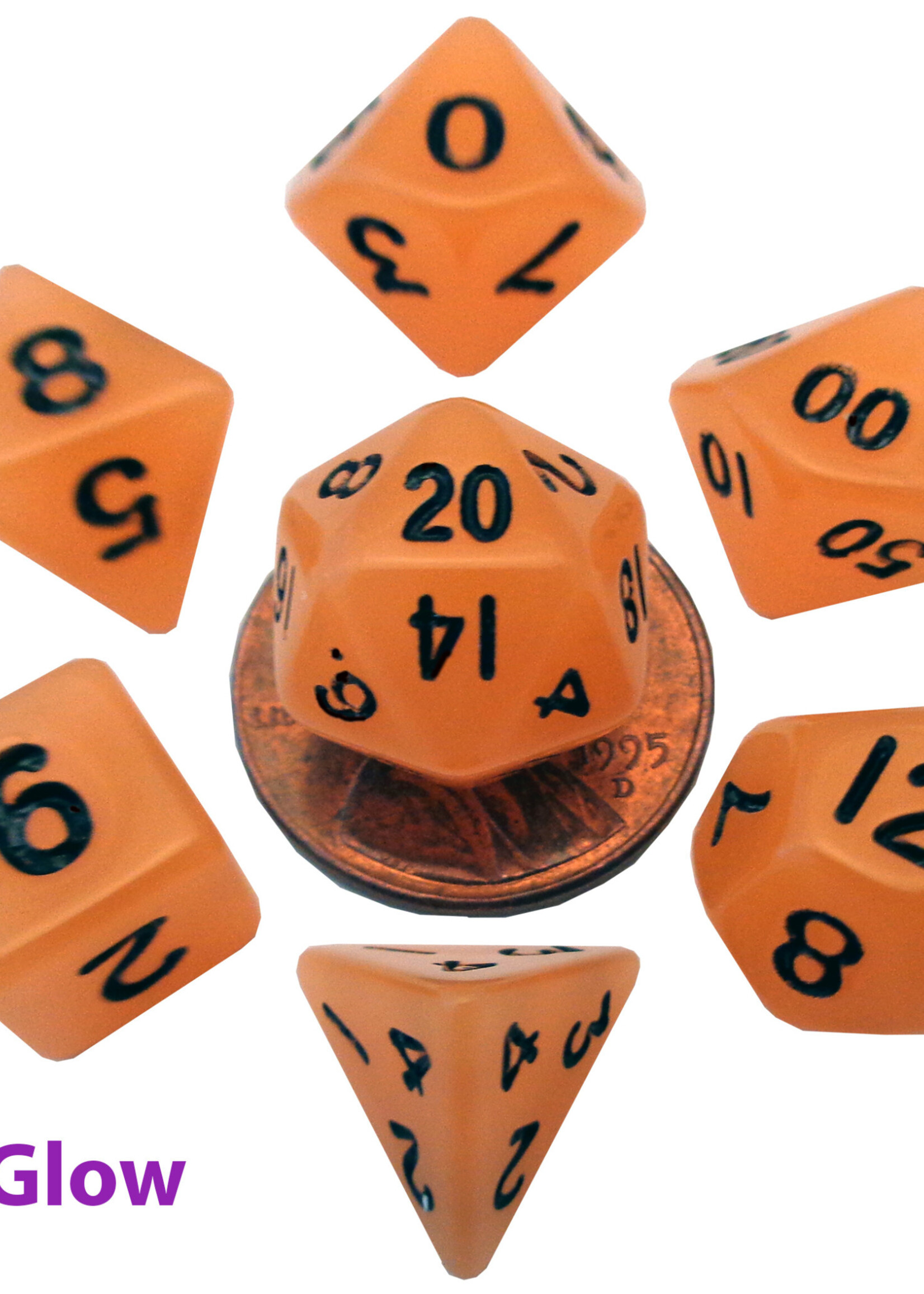 FanRoll by Metallic Dice Games (MDG) Mini Glow Orange w Black RPG Set (7)