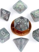 FanRoll by Metallic Dice Games (MDG) Mini Stardust Gray w Silver RPG Set (7)