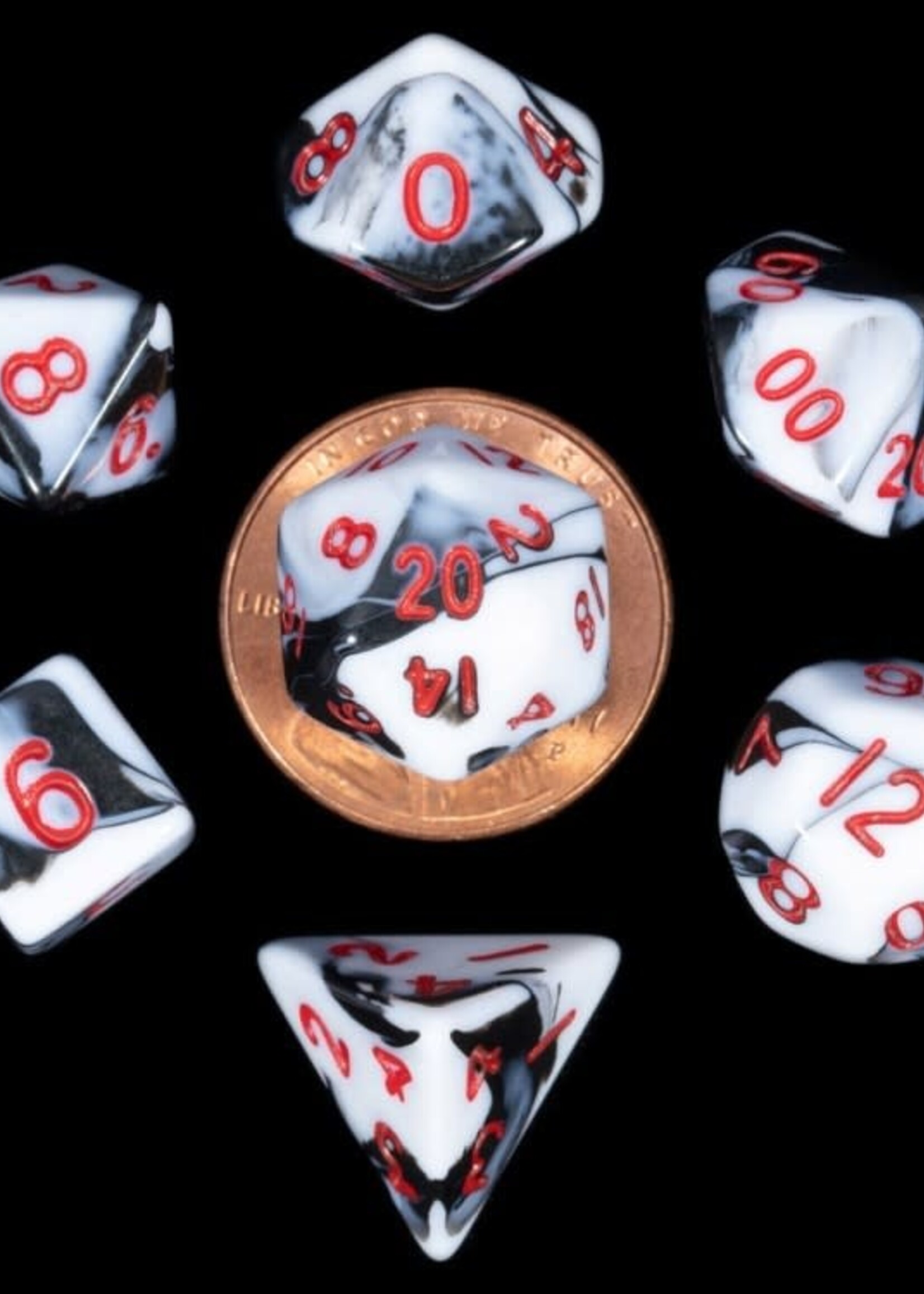 FanRoll by Metallic Dice Games (MDG) Mini Marble w Red RPG Set (7)