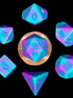 FanRoll by Metallic Dice Games (MDG) Mini Purple Teal w Blue RPG Set (7)