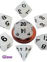 FanRoll by Metallic Dice Games (MDG) Mini Glow in the Dark Clear w Black RPG Set (7)