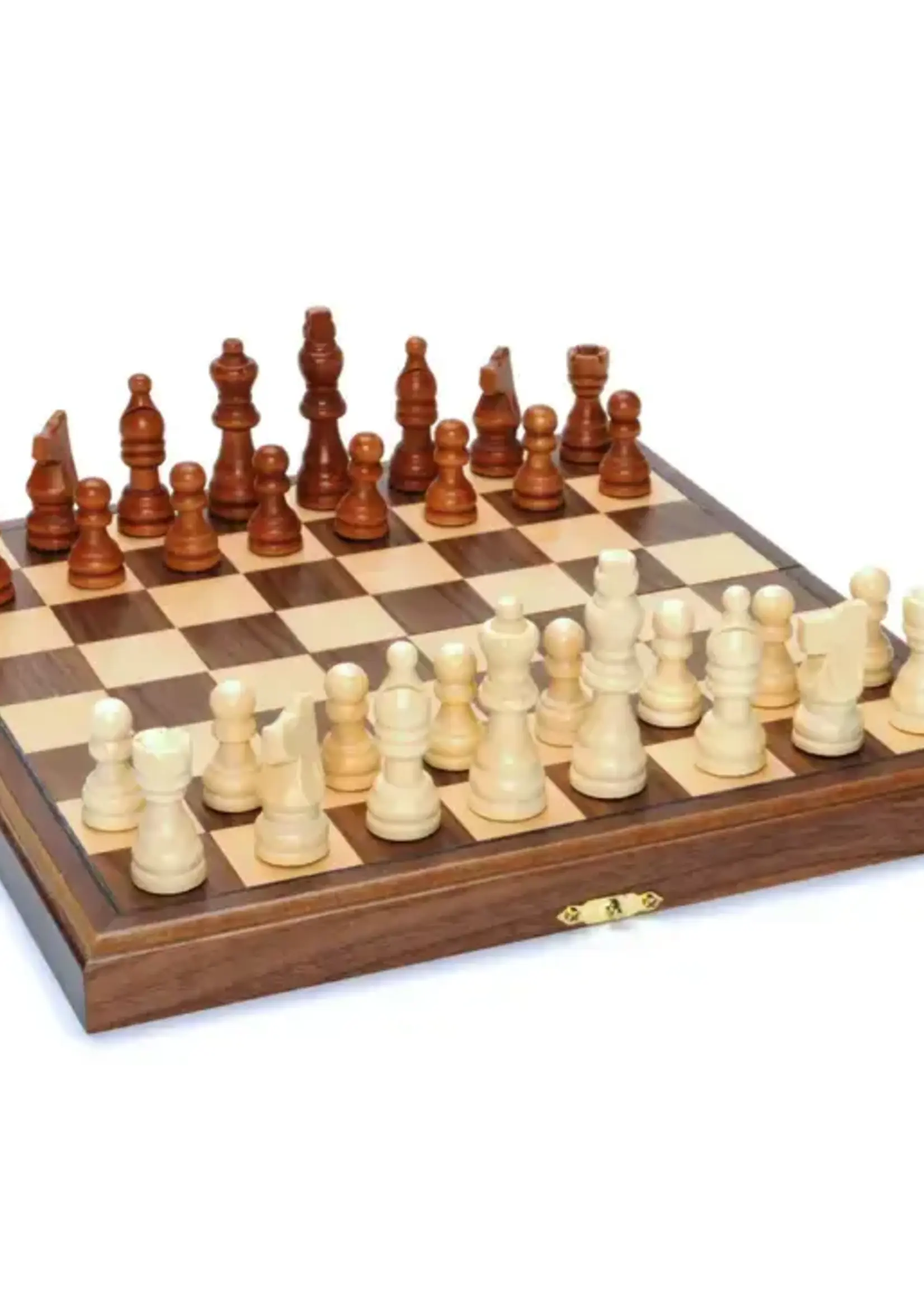 Wood Expressions Folding Wood Travel Chess Set - 11.5 in. Board, 2.6 in. King
