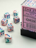 Chessex (CHX) Festive Pop Art w Blue 12mm d6 Set (36)