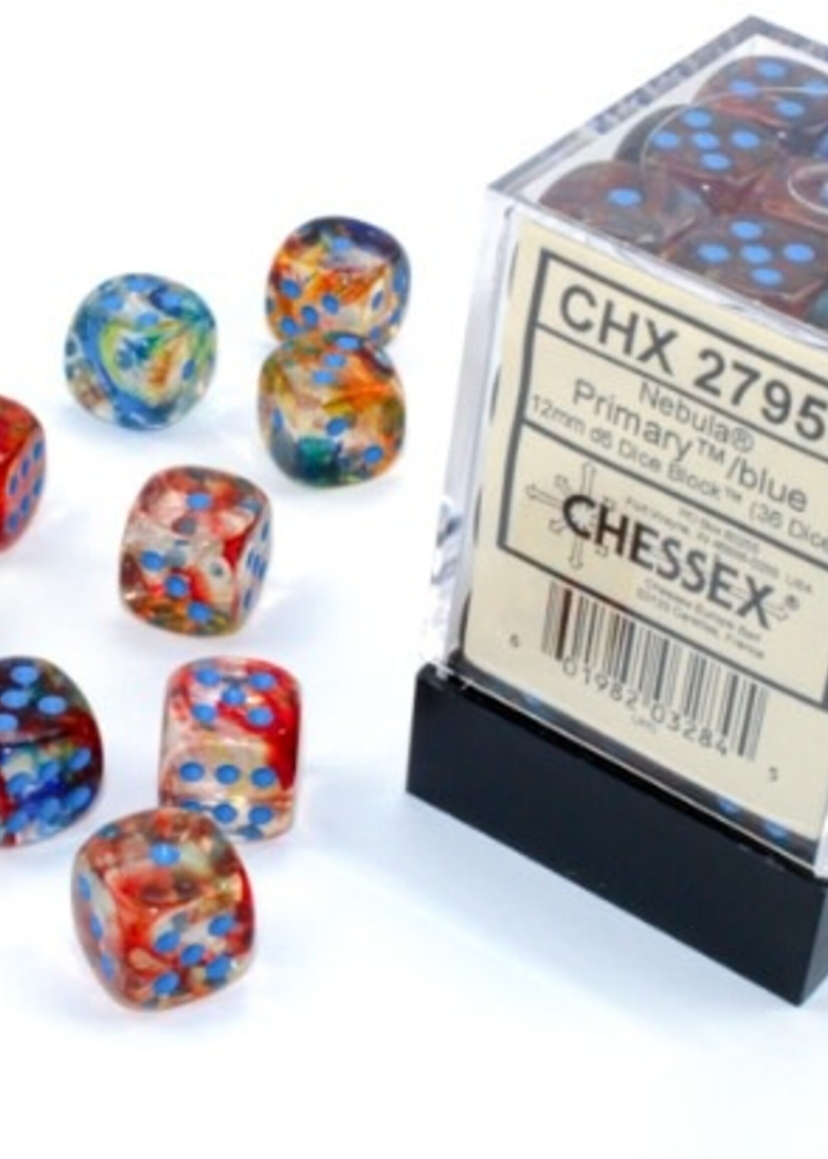 Chessex (CHX) Nebula Luminary Primary w Blue 12mm d6 Set (36)