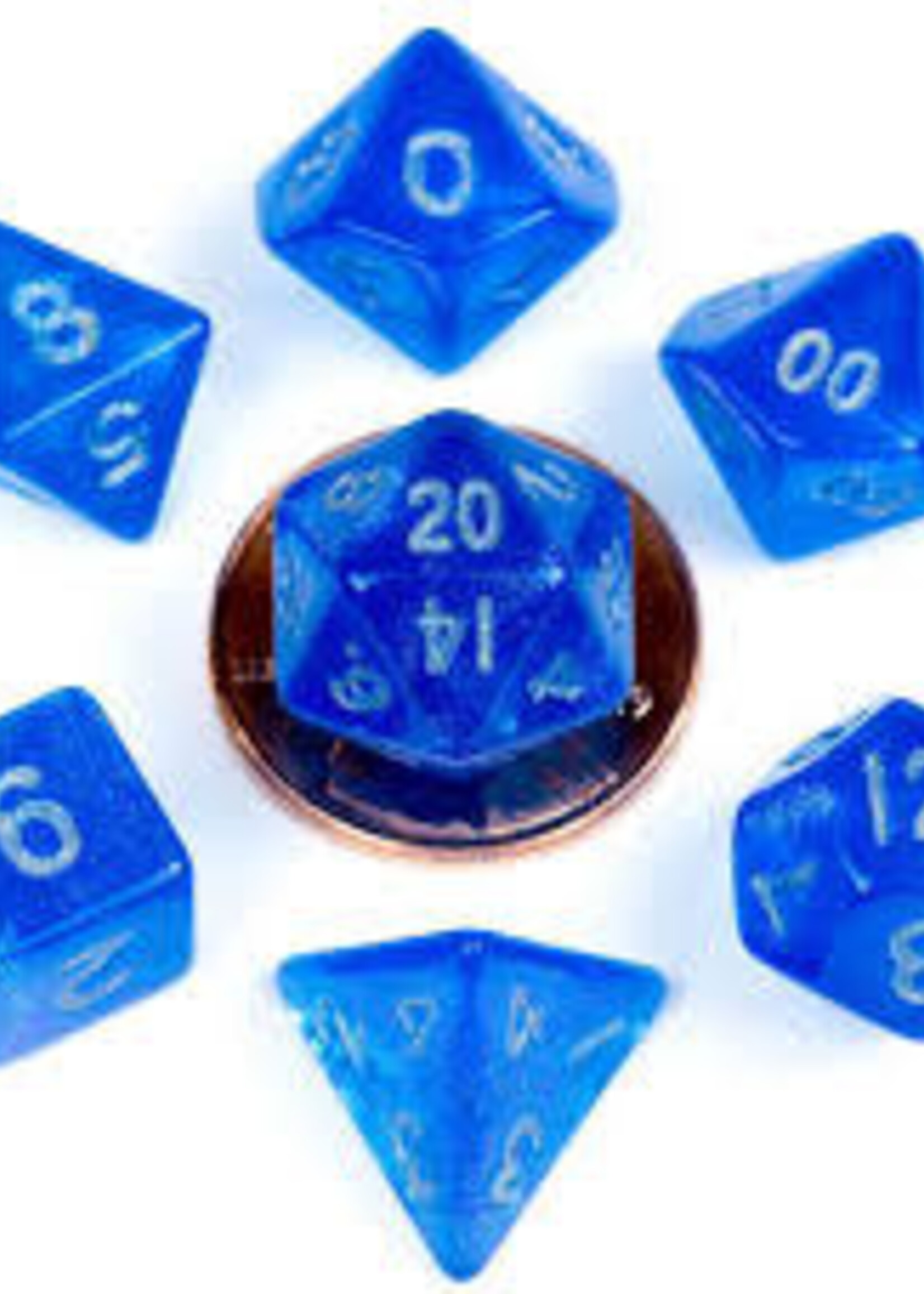 FanRoll by Metallic Dice Games (MDG) Mini Stardust Blue w Silver RPG Set (7)