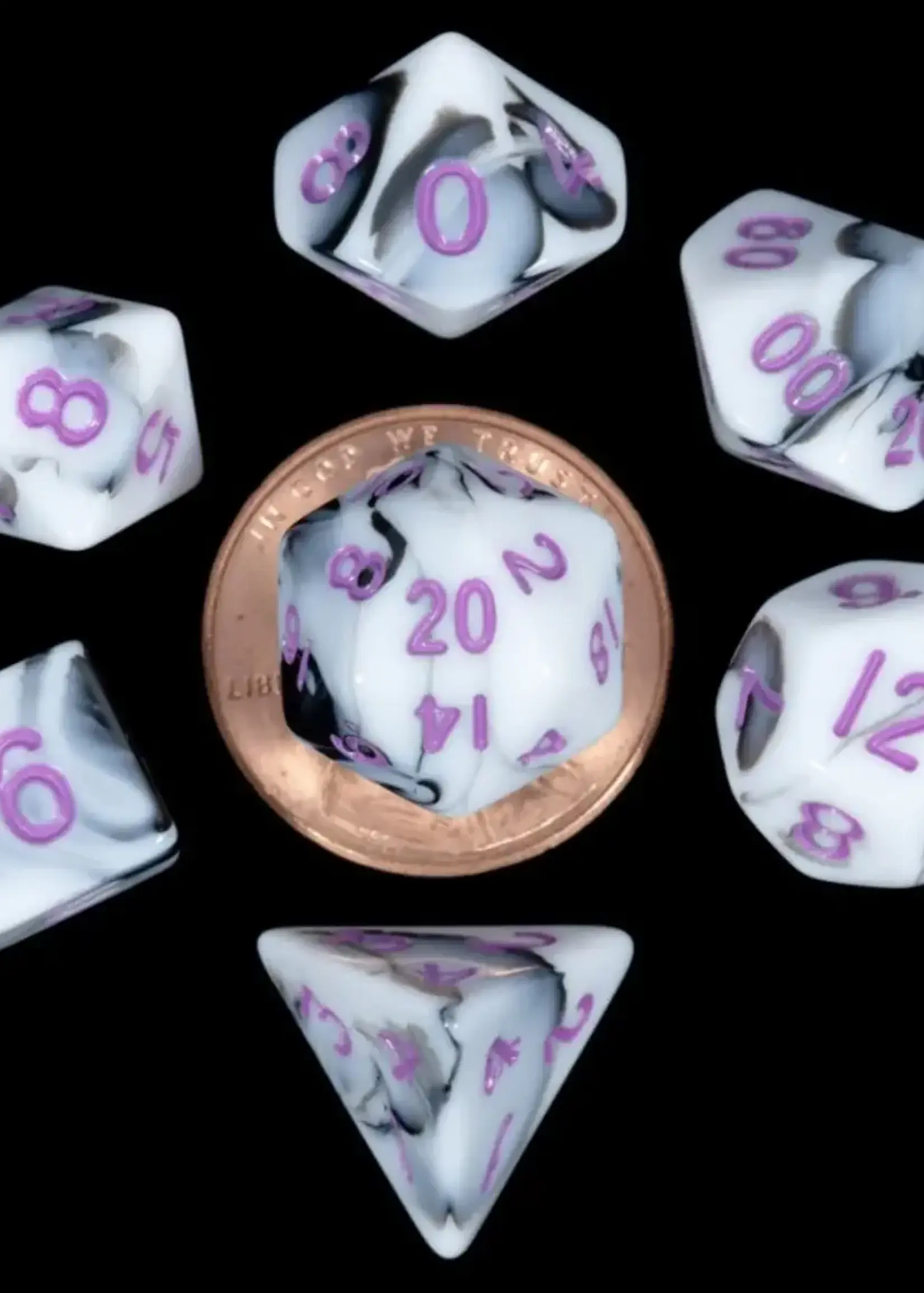 FanRoll by Metallic Dice Games (MDG) Mini Marble w Purple RPG Set (7)