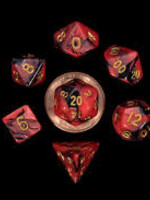 FanRoll by Metallic Dice Games (MDG) Mini Red Black w Gold RPG Set (7)