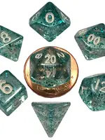 FanRoll by Metallic Dice Games (MDG) Mini Ethereal Light Blue w White RPG Set (7)