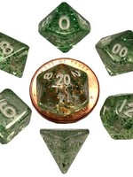 FanRoll by Metallic Dice Games (MDG) Mini Ethereal Green w White RPG Set (7)