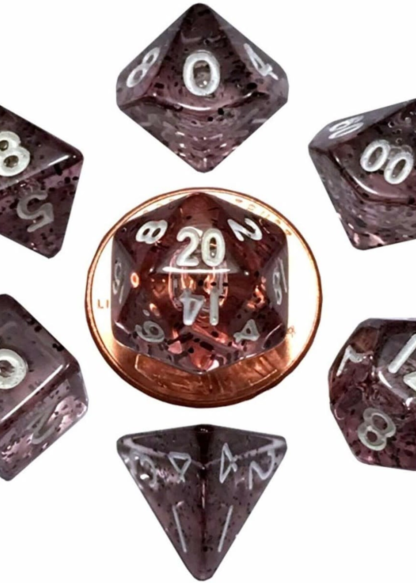 FanRoll by Metallic Dice Games (MDG) Mini Ethereal Black w White RPG Set (7)