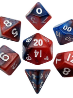 FanRoll by Metallic Dice Games (MDG) Mini Red Blue w White RPG Set (7)