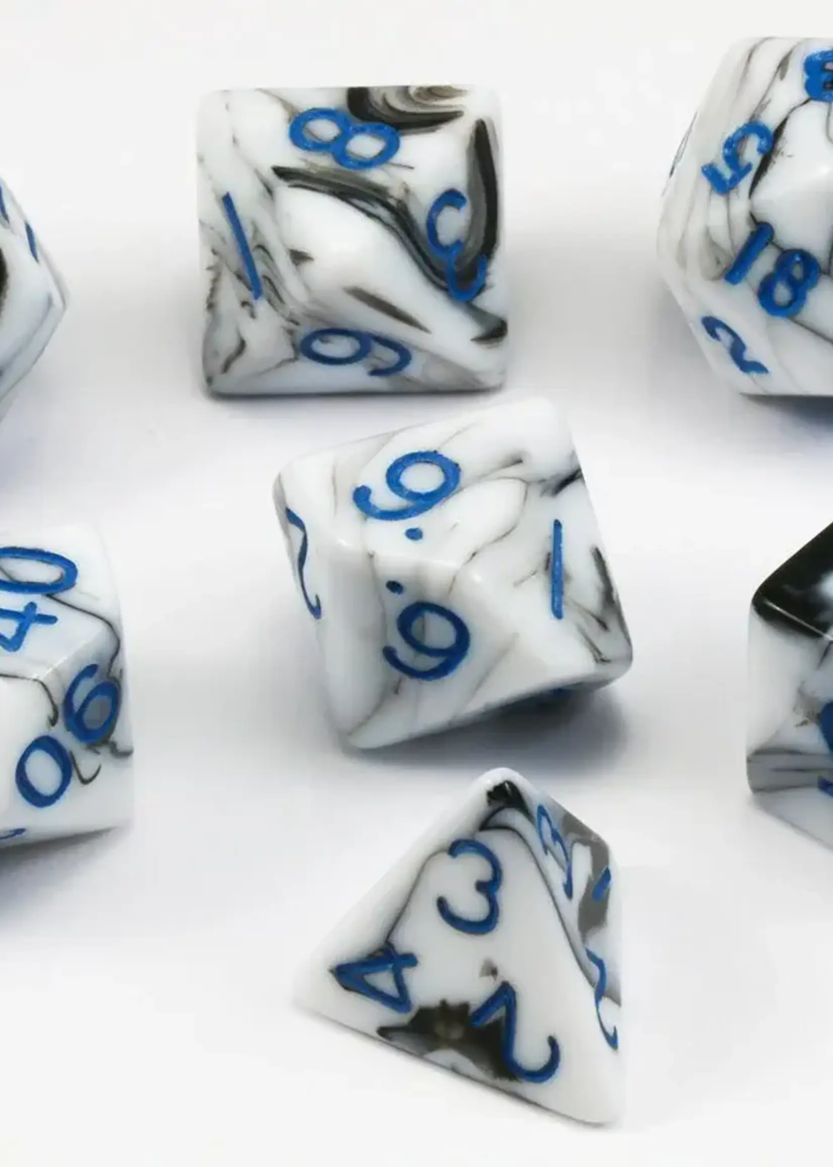 FanRoll by Metallic Dice Games (MDG) Mini Marble w Blue RPG Set (7)