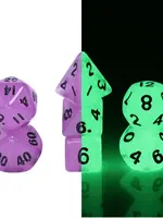 FanRoll by Metallic Dice Games (MDG) Mini Glow in the Dark Purple w Black RPG Set (7)