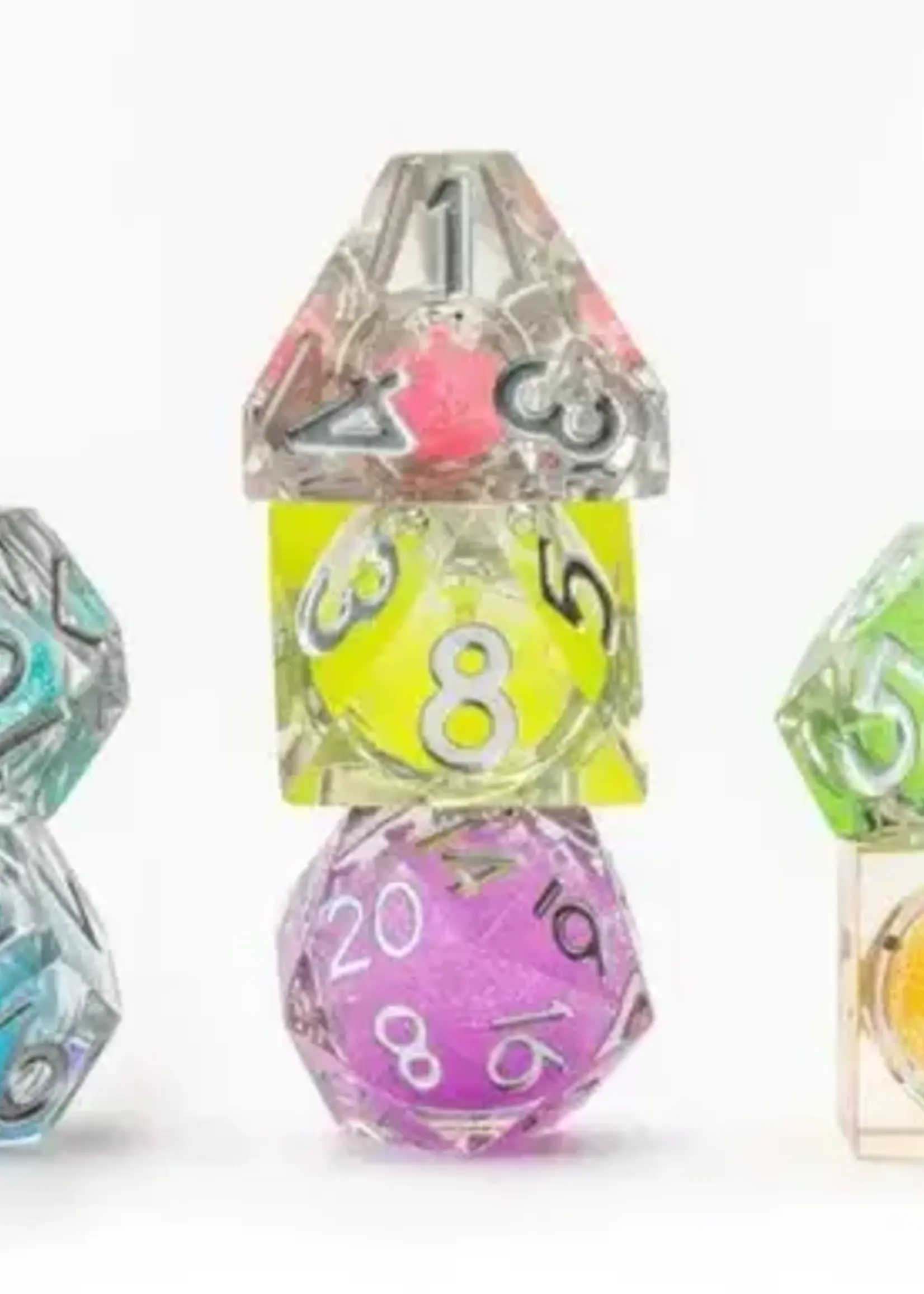 FanRoll by Metallic Dice Games Elixir Liquid core dice set : Rainbow Dust