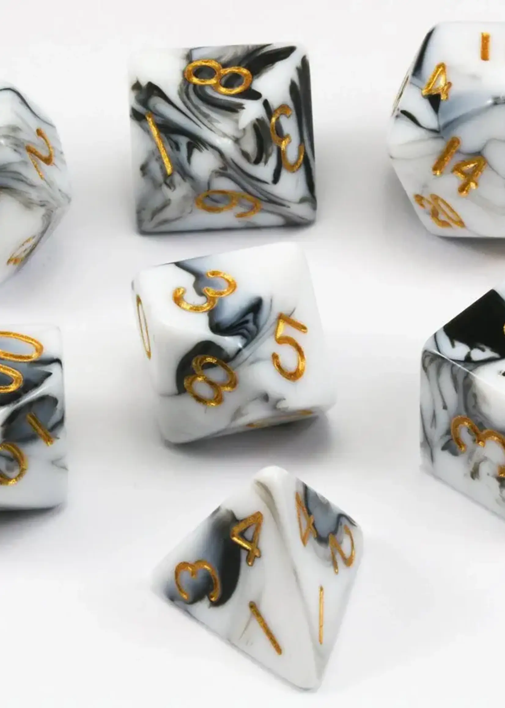 FanRoll by Metallic Dice Games (MDG) Mini Marble w Gold RPG Set (7)