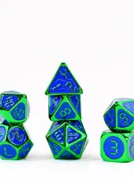 FanRoll by Metallic Dice Games 16mm Digital Metallic Dice Set Green with Blue