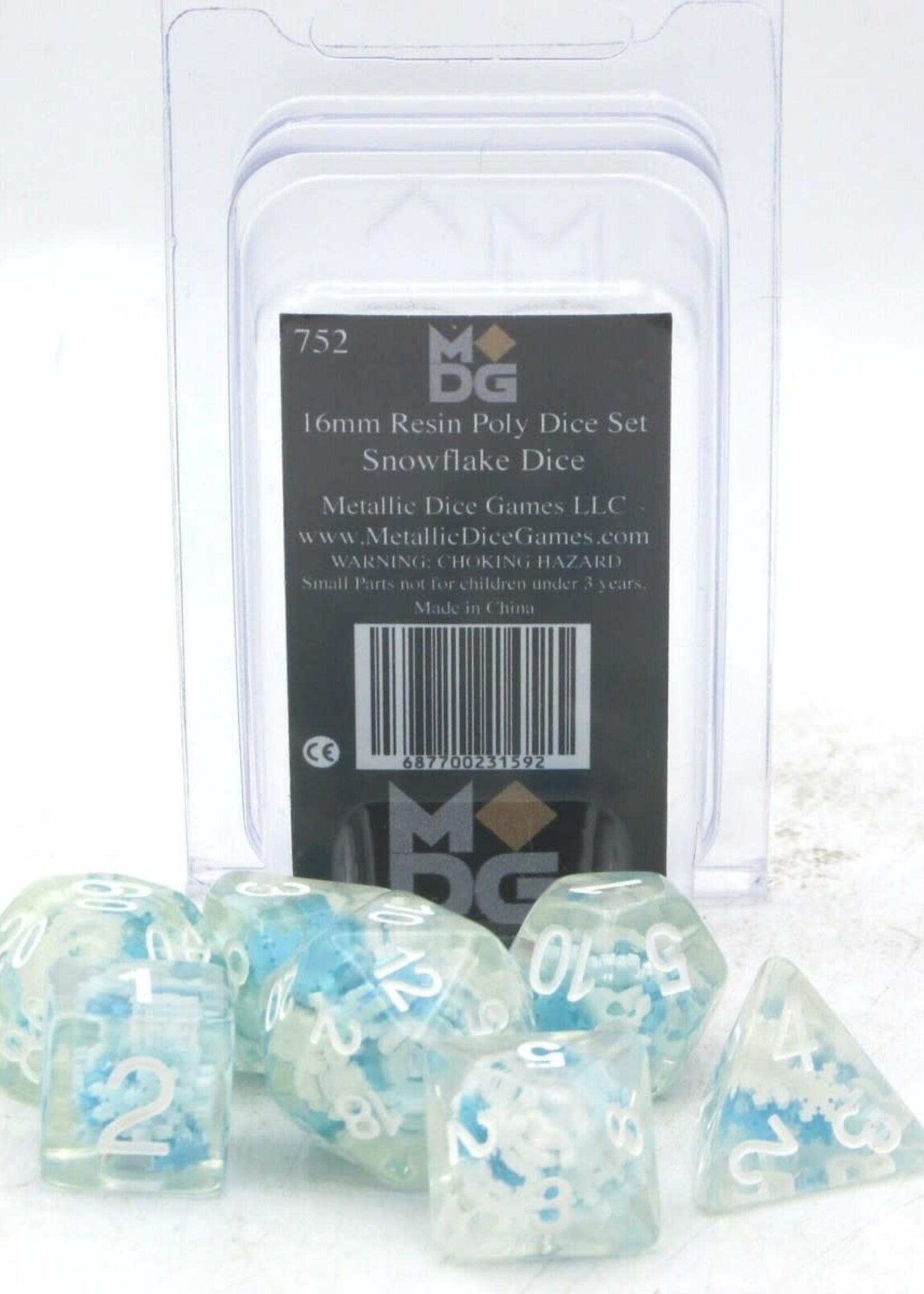 FanRoll by Metallic Dice Games (MDG) Snowflake Dice RPG Set (7)