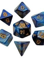 FanRoll by Metallic Dice Games (MDG) Mini Dark Blue Light Blue w Gold RPG Set (7)