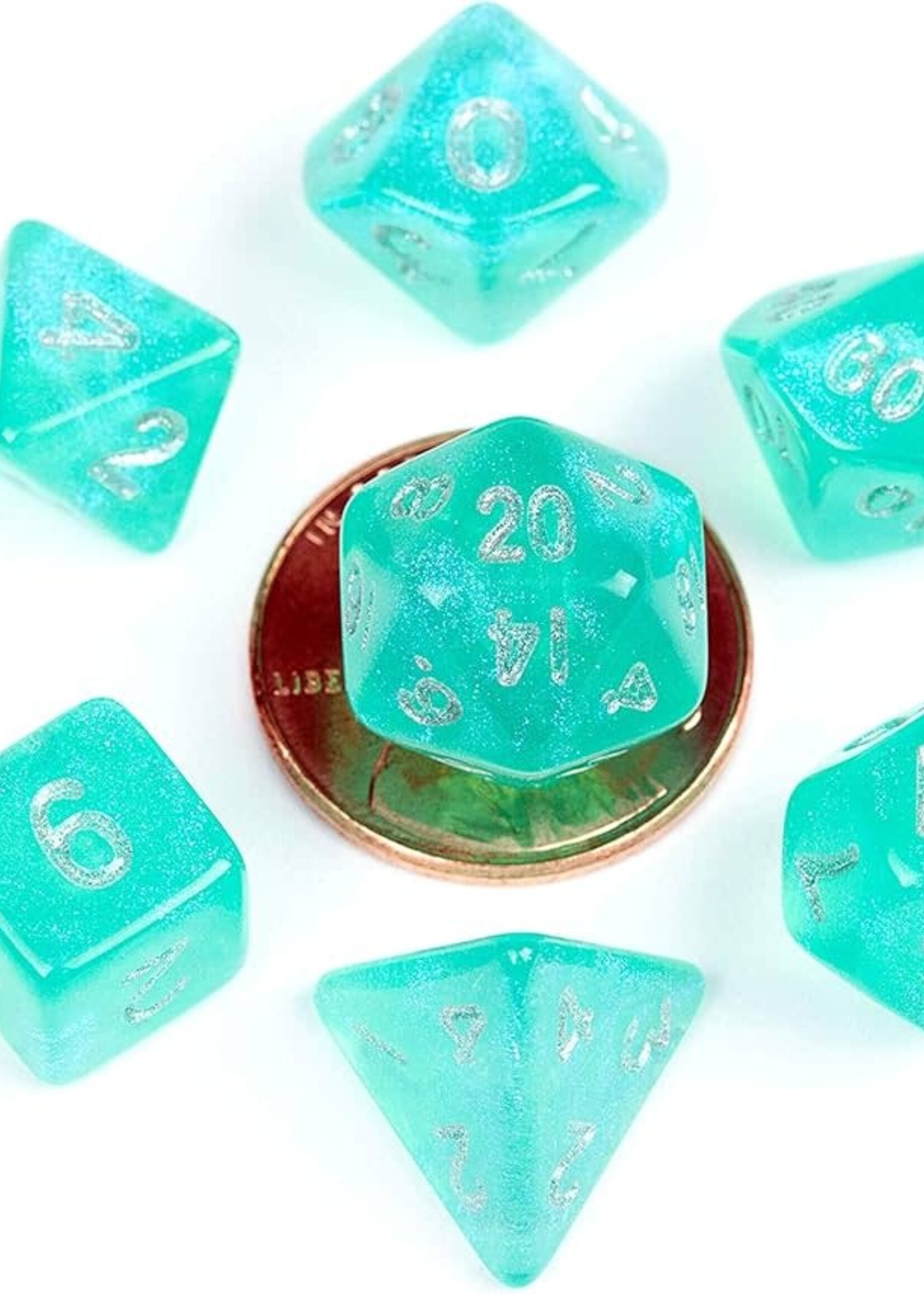 FanRoll by Metallic Dice Games (MDG) Mini Stardust Turquoise RPG Set (7)