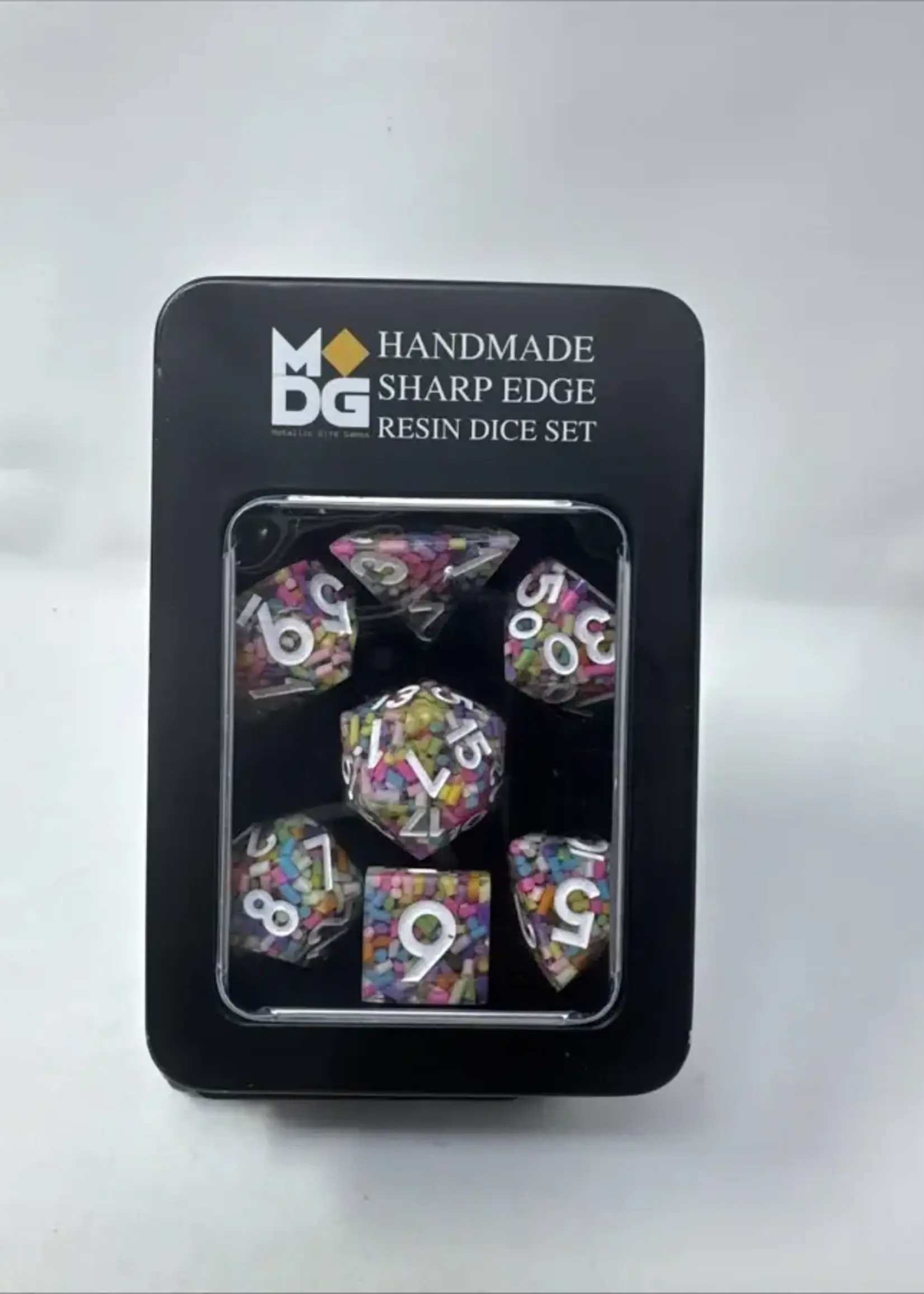 FanRoll by Metallic Dice Games (MDG) Handcrafted Sharp Edge RPG Set: Sprinkles (7)