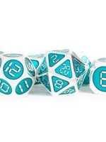 FanRoll by Metallic Dice Games 16mm Digital Metallic Dice Set Silver with Teal