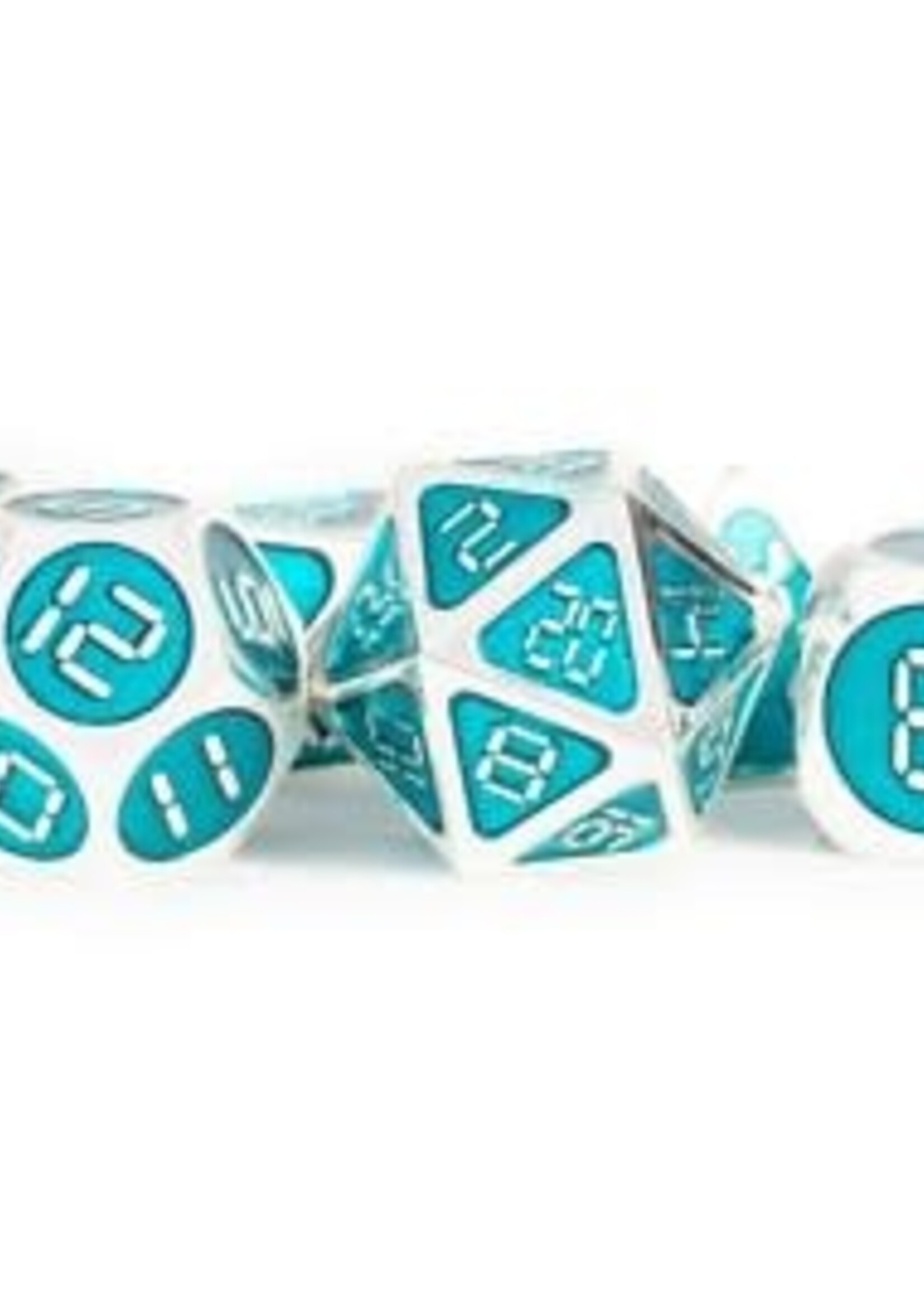 FanRoll by Metallic Dice Games 16mm Digital Metallic Dice Set Silver with Teal