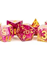 FanRoll by Metallic Dice Games PREMIUM Handcrafted Sharp Edge Inclusion Dice:  Thousand Day Red