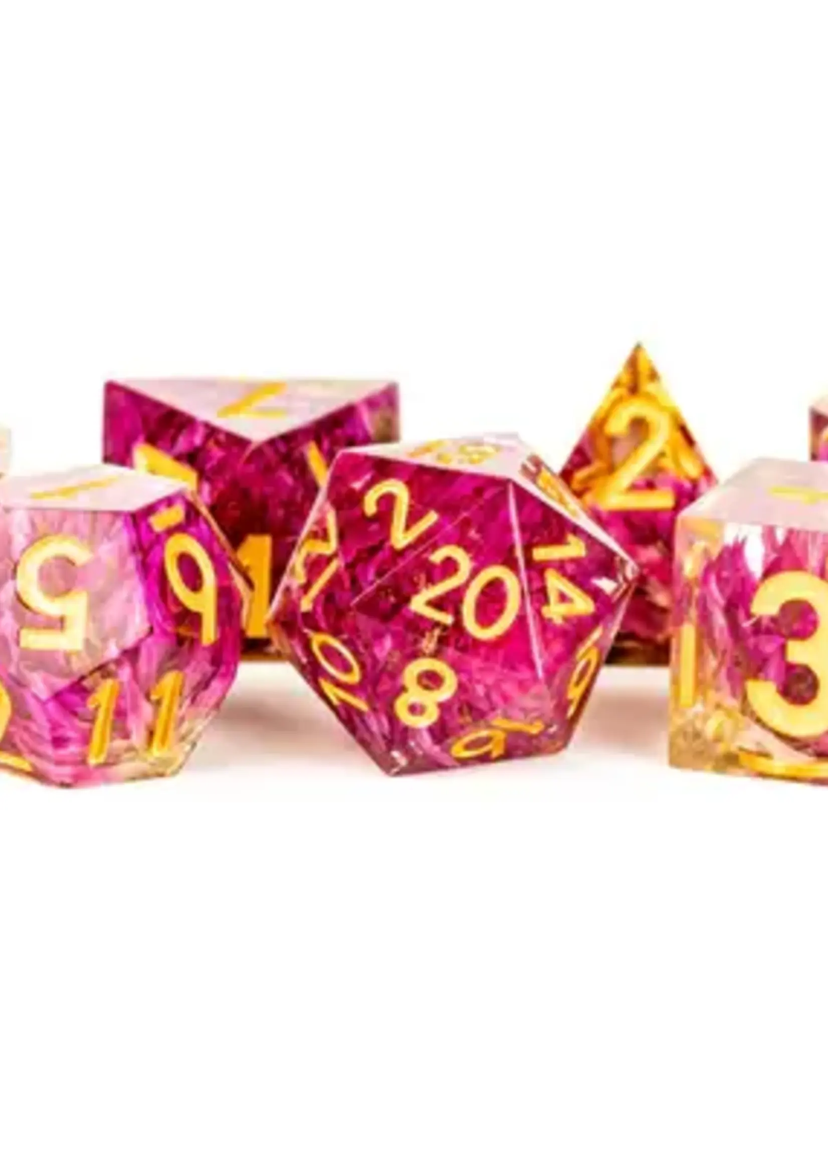 FanRoll by Metallic Dice Games PREMIUM Handcrafted Sharp Edge Inclusion Dice:  Thousand Day Red