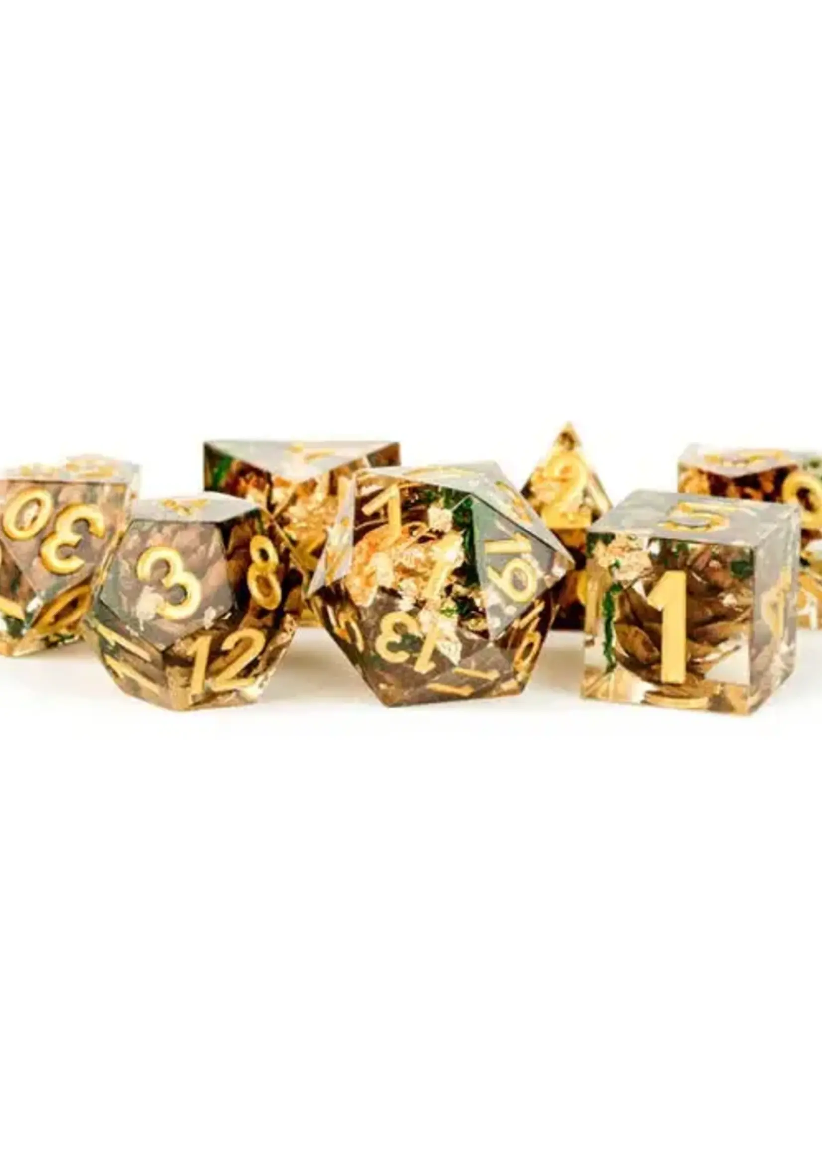 FanRoll by Metallic Dice Games PREMIUM Handcrafted Sharp Edge Inclusion Dice: Pinecone