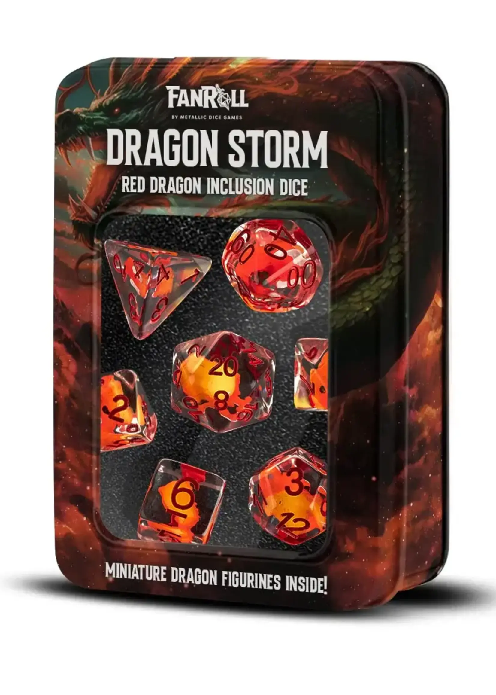 FanRoll by Metallic Dice Games Dragon Storm Inclusion Resin Dice Set: Red Dragon